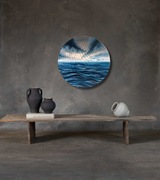 Obraz OKRĄGŁY malowany RĘCZNIE | Fale morskie 