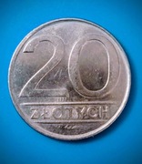 LICYTACJA BEZ CENY MINIMALNEJ MONETA 20 złotych 1989 PRL Ze znakiem mennicy