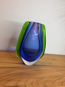Designerski Wazon Szkło Artystyczne Styl Sommerso Kobalt Zieleń Fiolet