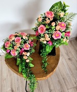 Wiosenny komplet na grób stroik bukiet Wiosna