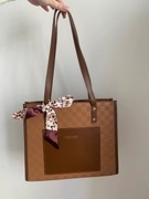 Torba torebka brazowa na ramie shopper mniejsza kokardka wstążka