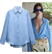 ZARA koszula, 100% jedwab naturalny, błękitna, ZW COLLECTION, rozmiar M