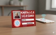 KARTA ICE PIERWSZA POMOC PERSONALIZOWANA ZE ZDJĘCIEM PCV  WODOODPORNA 