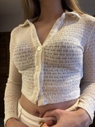 Bluzka kremowa z długim rękawem stradivarius