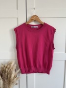 Zara różowy bezrękawnik sweterkowy dzianinowy wiosenny casual chic