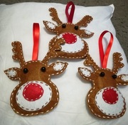 Renifer z filcu zawieszka ręcznie szyta