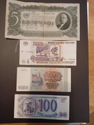 Banknoty ZSRR Ruble 5,10,1000,100,500