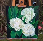 kwiaty tulipany olej na płótnie