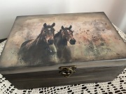 Pudełko, szkatułka, konie, retro, decoupage