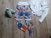 Kolorowe legginsy  Moraj , rozm.M/L, egzotyczne kwiaty 