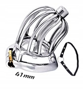 Męski stalowy pas cnoty chastity cage pierścień 41mm + uprząż