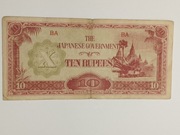 Sprzedam banknot Birma 10 Rupii 1942r. - Japońska okupacja