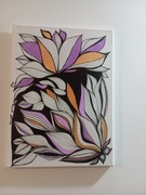 obraz na płótnie abstrakcyjny kwiat ręcznie malowany czarno fioletowy