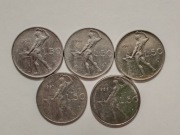 [moneta] Włochy 50 Lirów 1956-1986 Republika Italiana Zestaw 5 monet