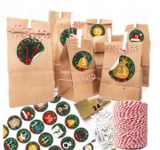 KALENDARZ ADWENTOWY - TOREBKI + KLAMERKI + NAKLEJK