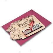 Kartka Świąteczna na Mikołaja z Drewna – Elegancki Prezent na Gotówkę!