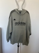 Bluza hoodie Adidas Sportswear 2XL oversize khaki/beż 3 paski stan BDB