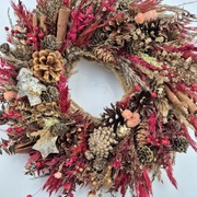 Wianek na drzwi dekoracja Boże Narodzenie boho trawy