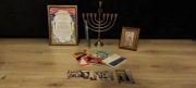 Judaika, menora/chanukija, Mezuza i inne zestaw