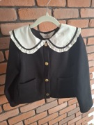 Elegancki sweterek dla dziewczynki rozmiar 110/116 czarny, kołnierzyk H&M