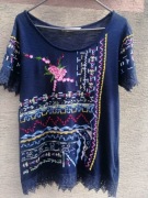 Desigual  Oryginalna bluzka z koronką i haftami 38/M