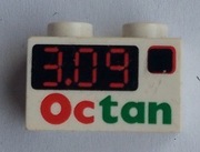 LEGO 3004px1 Biała cegła 1 x 2 z napisem „3.09”  logo Octan 6562