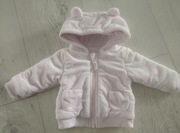 Jak nowe śliczne różowe futerko dla dziewczynki, kaptur z uszami, ciepłe 74