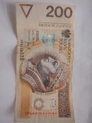 Banknot 200 złotych rzadka seria AM