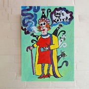 Obraz ręcznie malowany olejny portret z kotem rozmowa bez słów