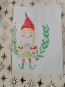 Dziewczynka na huśtawce z liści rysunek