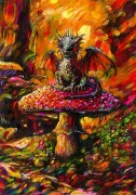 Smok i Muchomor  akryl na papierze  42 / 30 cm  Autor: Andrzej Masianis