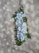 Wianek dekoracyjny z hortensjami i różami/błękitno-kremowy/70x25 cm/nowy