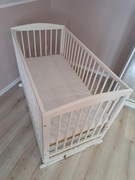 Klupś Henry łóżeczko dziecięce z funkcją kołyski i szufladą 120x60 Biały