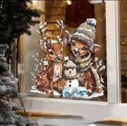 Naklejka świąteczne jelonki bez kleju Boże Narodzenie ozdoba na okno szyby