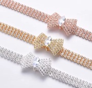 Elegancka obroża z cyrkonową muszką dla psa i kota, regulowana