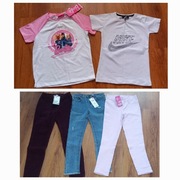 NOWY zestaw spodnie i koszulki dla dziewczynki r. 128-140