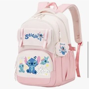 Plecak szkolny Disney Stitch – biało-różowy, z brelokiem