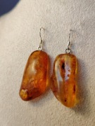 Unikatowe kolczyki – NATURALNY BURSZTYN bałtycki i SREBRO 925