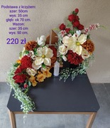 Kompozycja na grób cmentarz krzyż led wazon