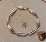 Piękna srebrna bransoletka 925 ze swetrowym wzorem