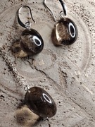 Komplet biżuterii z Kwarc Dymnego. Stal Szlachetna. Unikat.