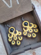 Piękne Kolczyki hand made soutache sutasz pszczółka żółte brązowe czarne