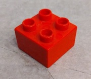 Lego Duplo klocek czerwony 2x2 3szt.