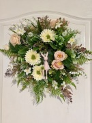 Wianek na Drzwi 40 cm Wielkanocny Zajączek pudrowy róż na prezent 