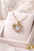 ZŁOTY NASZYJNIK SERCE CYRKONIE STAL CHIRURGICZNA 46cm