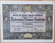 1000 Marek Polskich, Zjednoczone Browary Grodziskie / złoto-szare, stempel