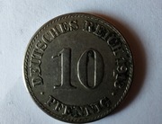 Niemcy 10 fenigów, 1913 r. Znak menniczy „A” - Berlin (S178)