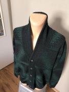 Wrangler sweter męski kardigan L rozpinany ciężki zielony bawełna 