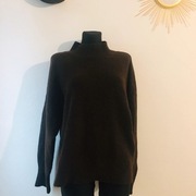 Golf brązowy z krótką stójką oversize XL 8% wełny