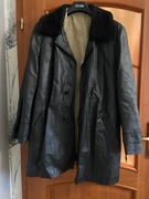 Płaszcz vintage Mieszko, skóra z barankiem, retro lata 80